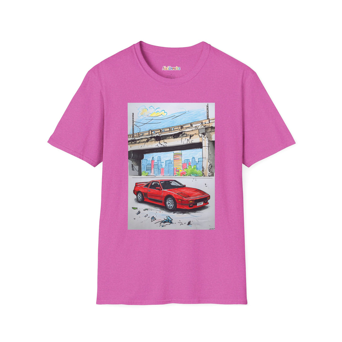 Crayon Red Race Car Unisex Softstyle T-Shirt