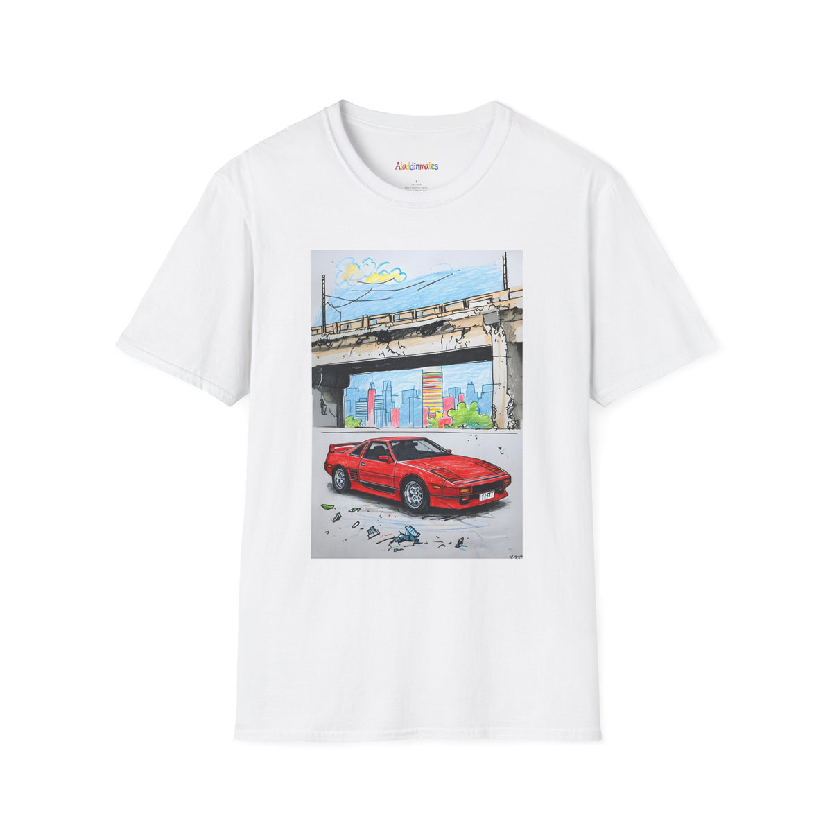 Crayon Red Race Car Unisex Softstyle T-Shirt