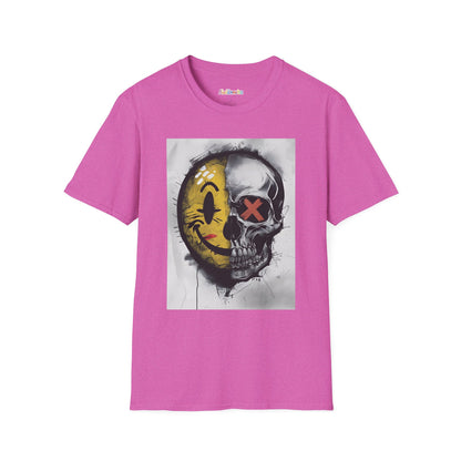 Two Face Emoji Skull Unisex Softstyle T-Shirt
