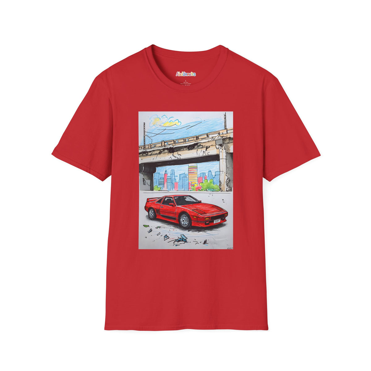 Crayon Red Race Car Unisex Softstyle T-Shirt