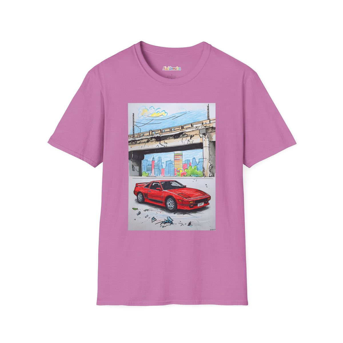 Crayon Red Race Car Unisex Softstyle T-Shirt