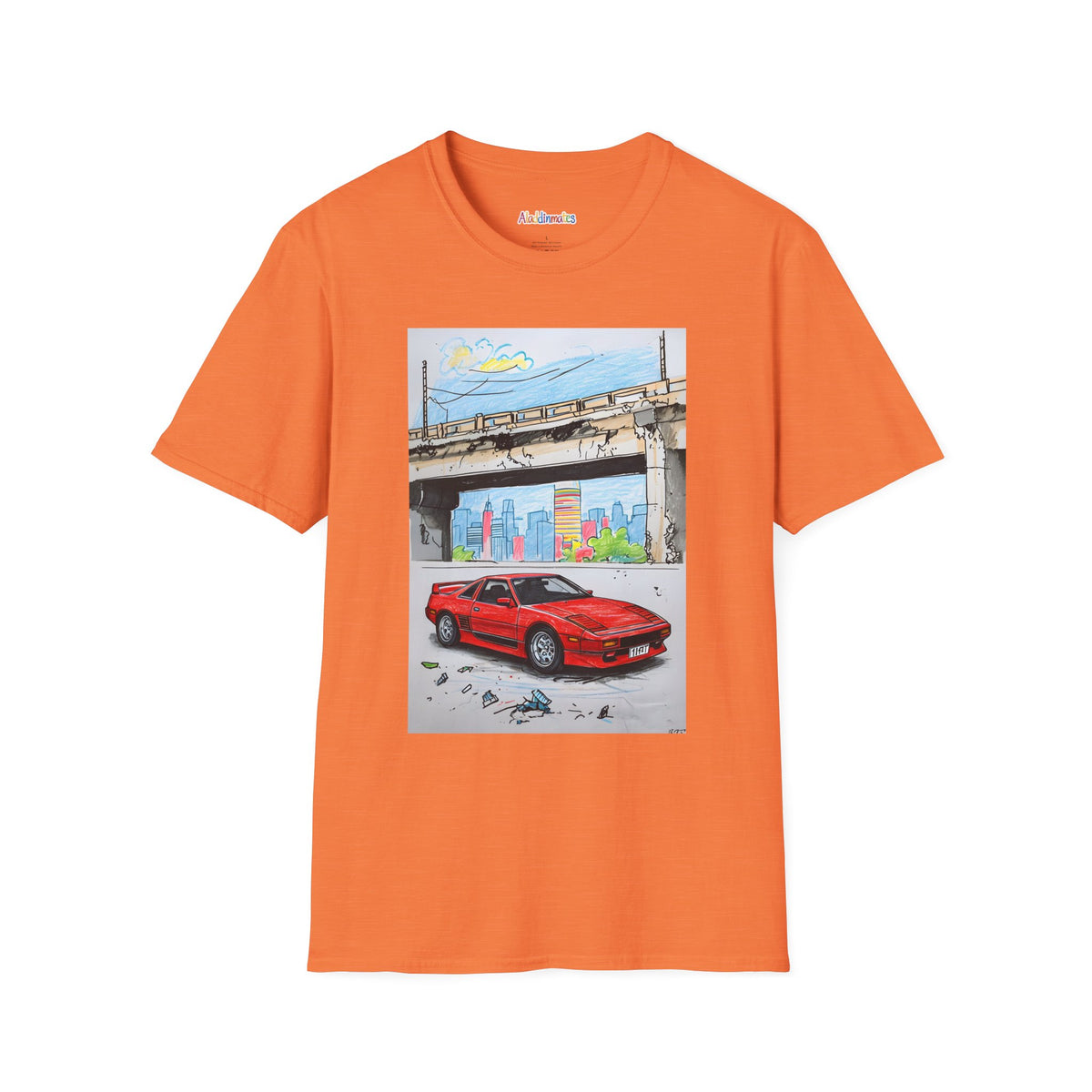 Crayon Red Race Car Unisex Softstyle T-Shirt