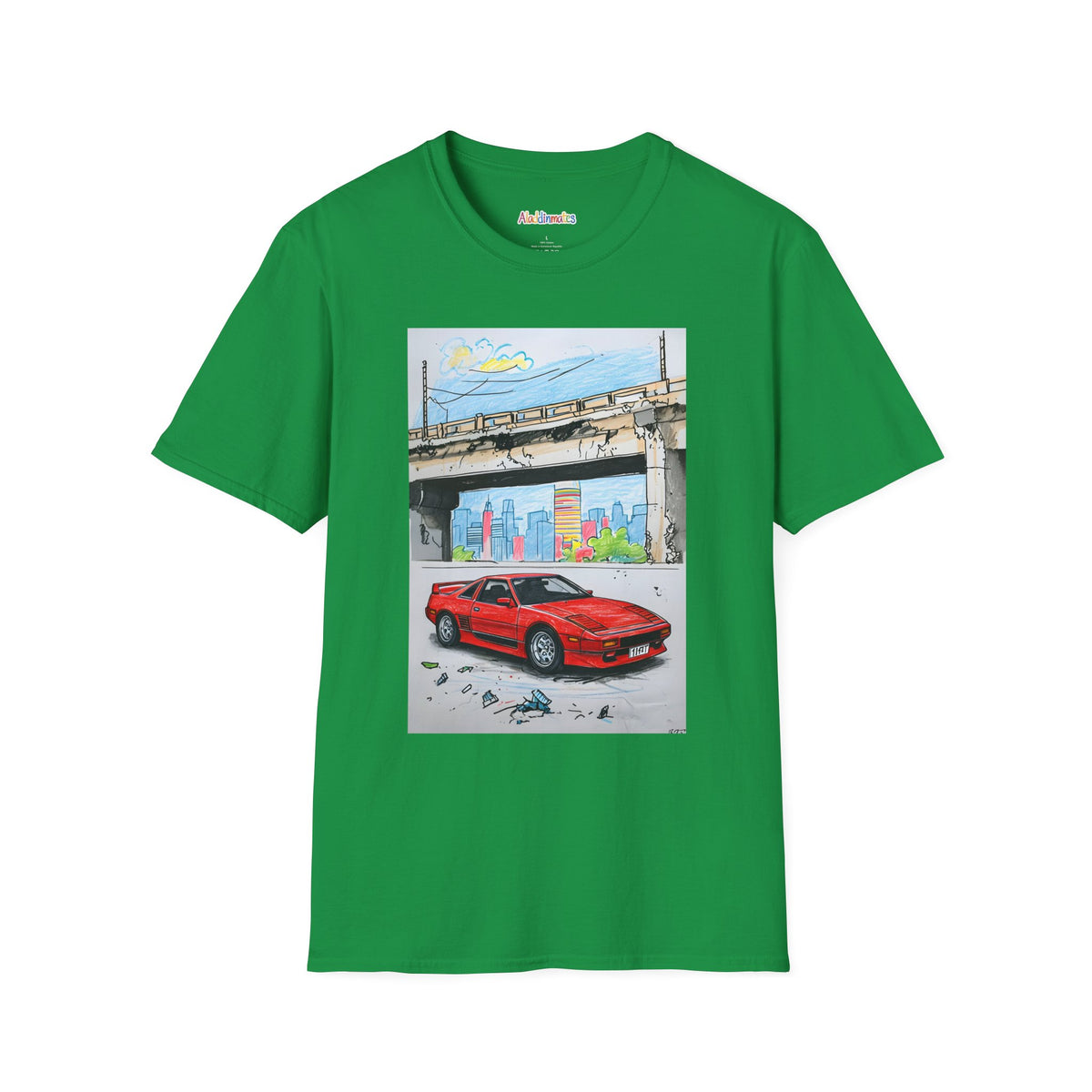 Crayon Red Race Car Unisex Softstyle T-Shirt